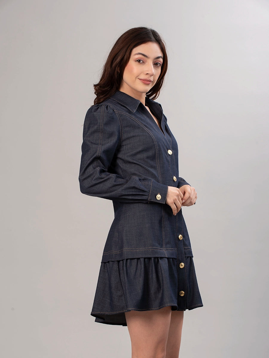 Vestido Chambray Azul Oscuro Valentina