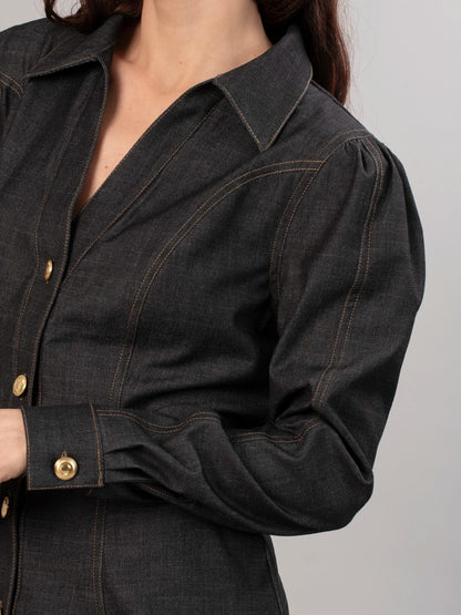 Vestido Chambray Negro Valentina