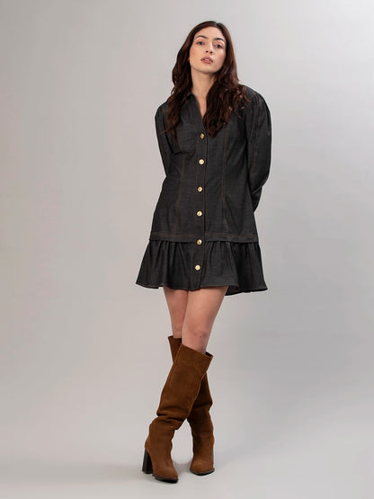 Vestido Chambray Negro Valentina