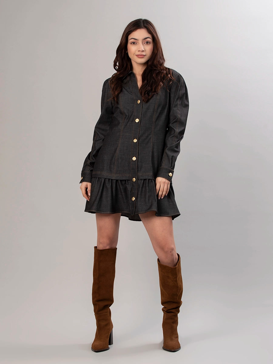 Vestido Chambray Negro Valentina