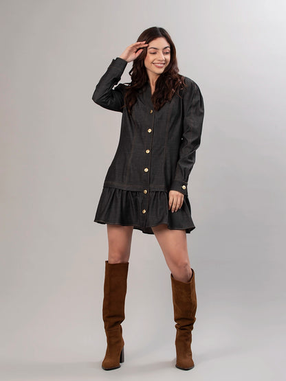 Vestido Chambray Negro Valentina
