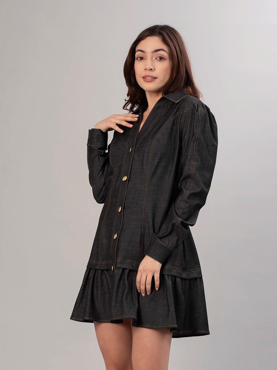 Vestido Chambray Negro Valentina