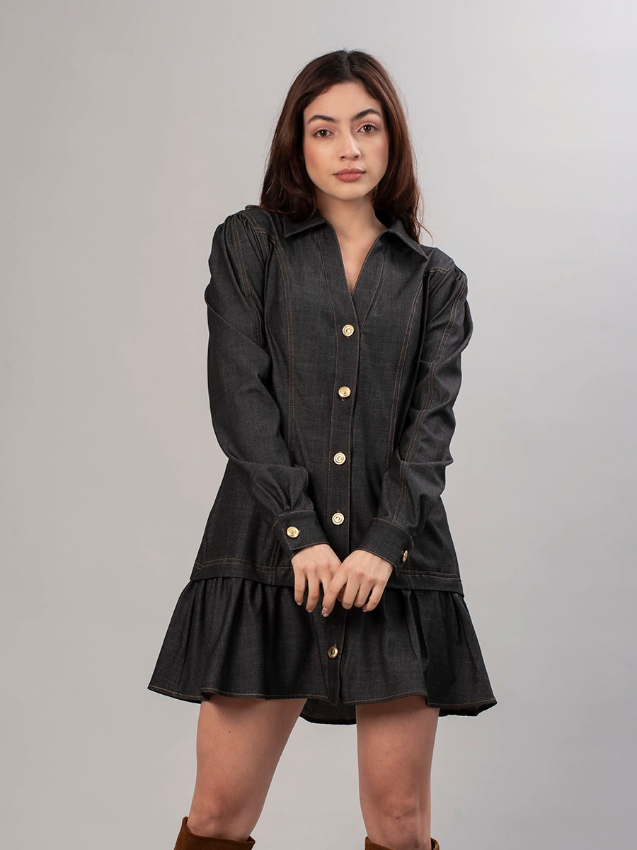 Vestido Chambray Negro Valentina