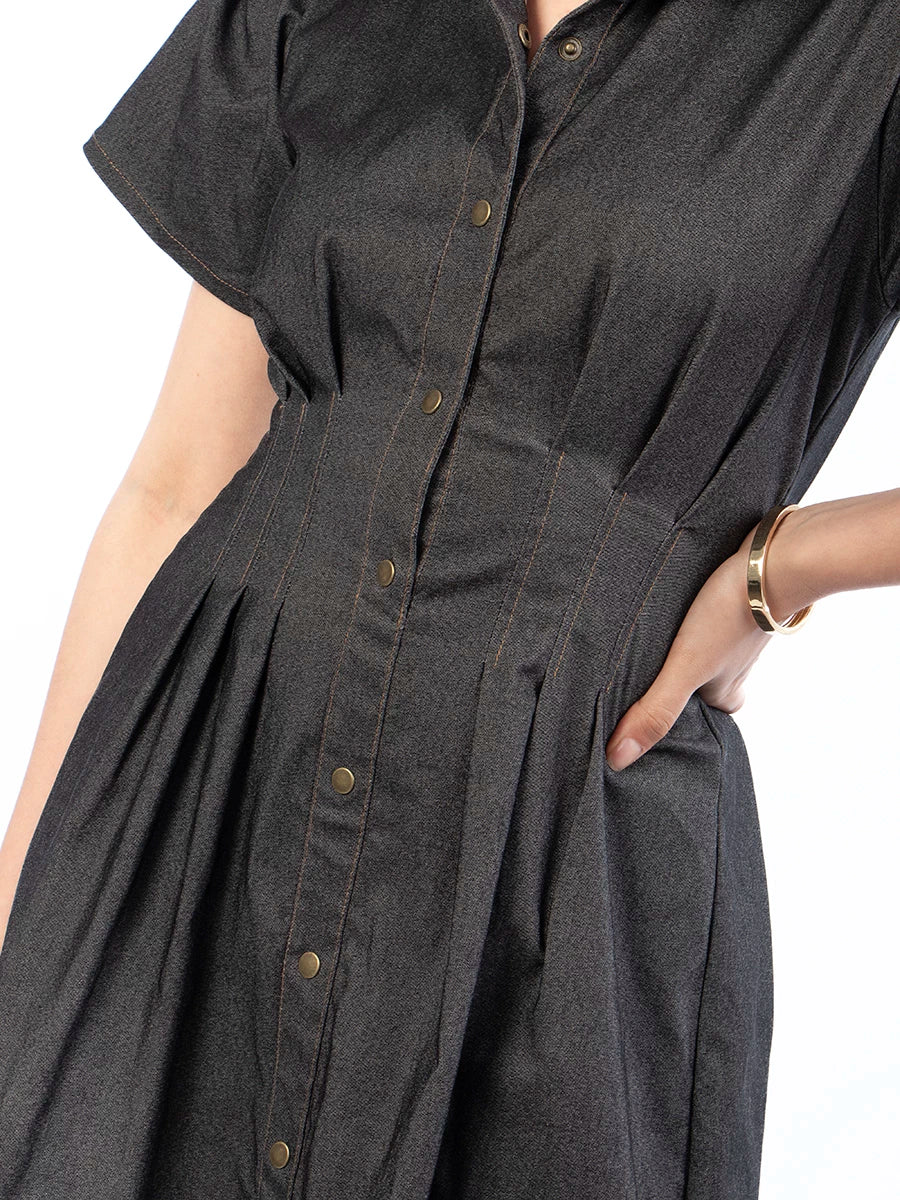 Vestido Corto  Chambray Negro