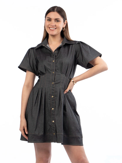 Vestido Corto  Chambray Negro
