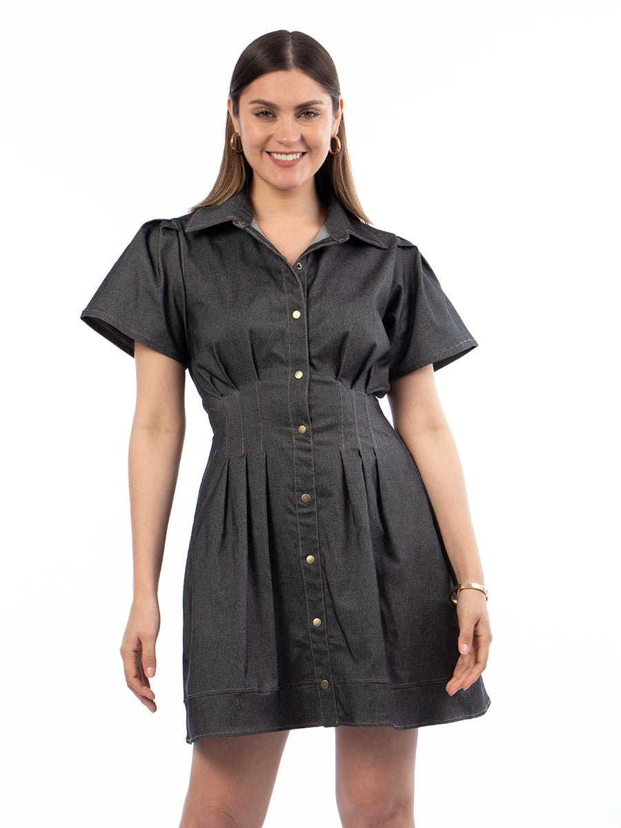 Vestido Corto  Chambray Negro