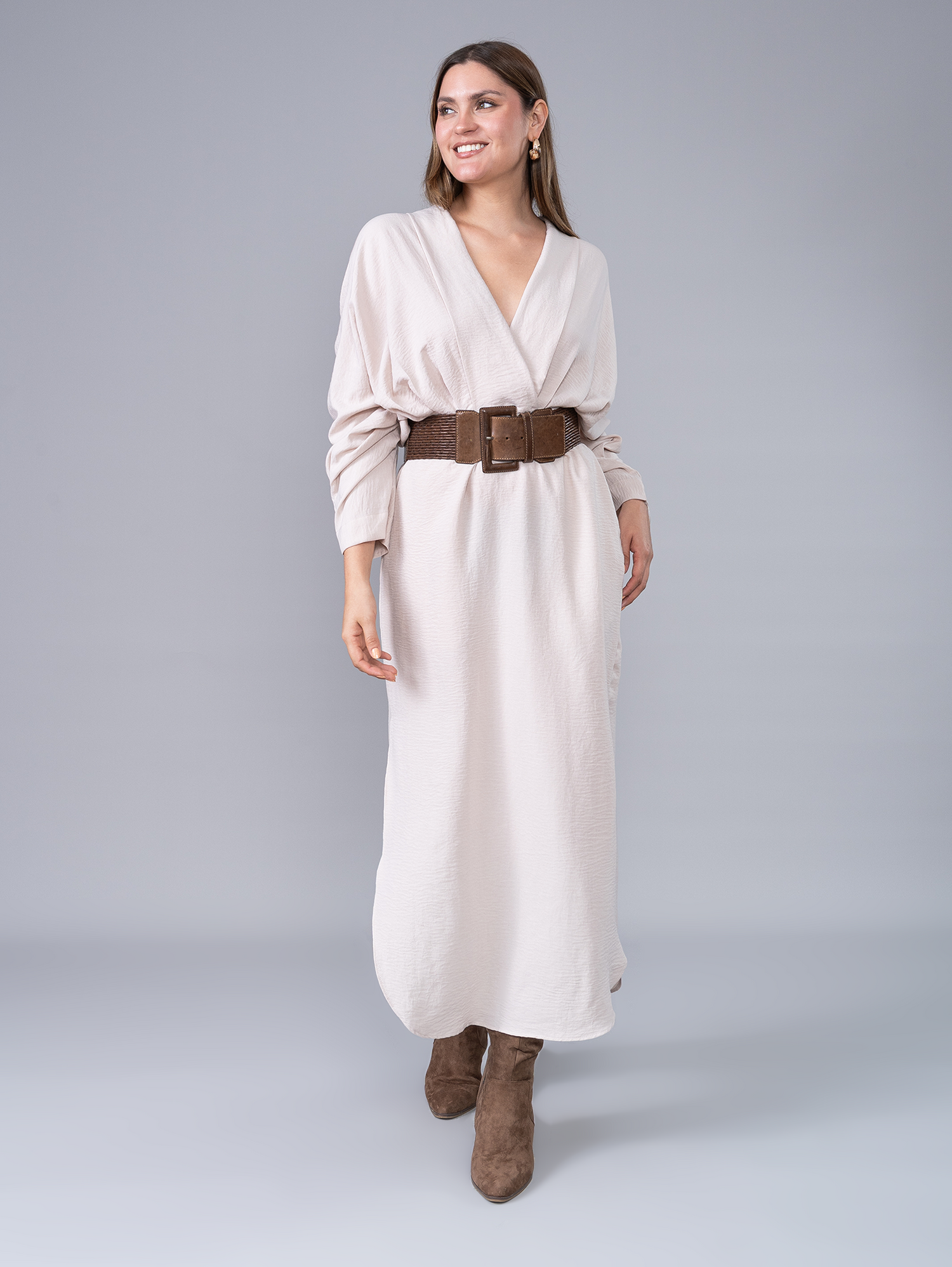 Vestido Largo Delia Beige