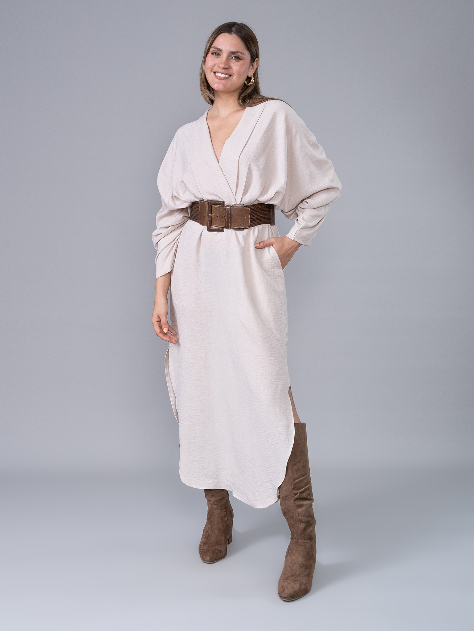 Vestido Largo Delia Beige