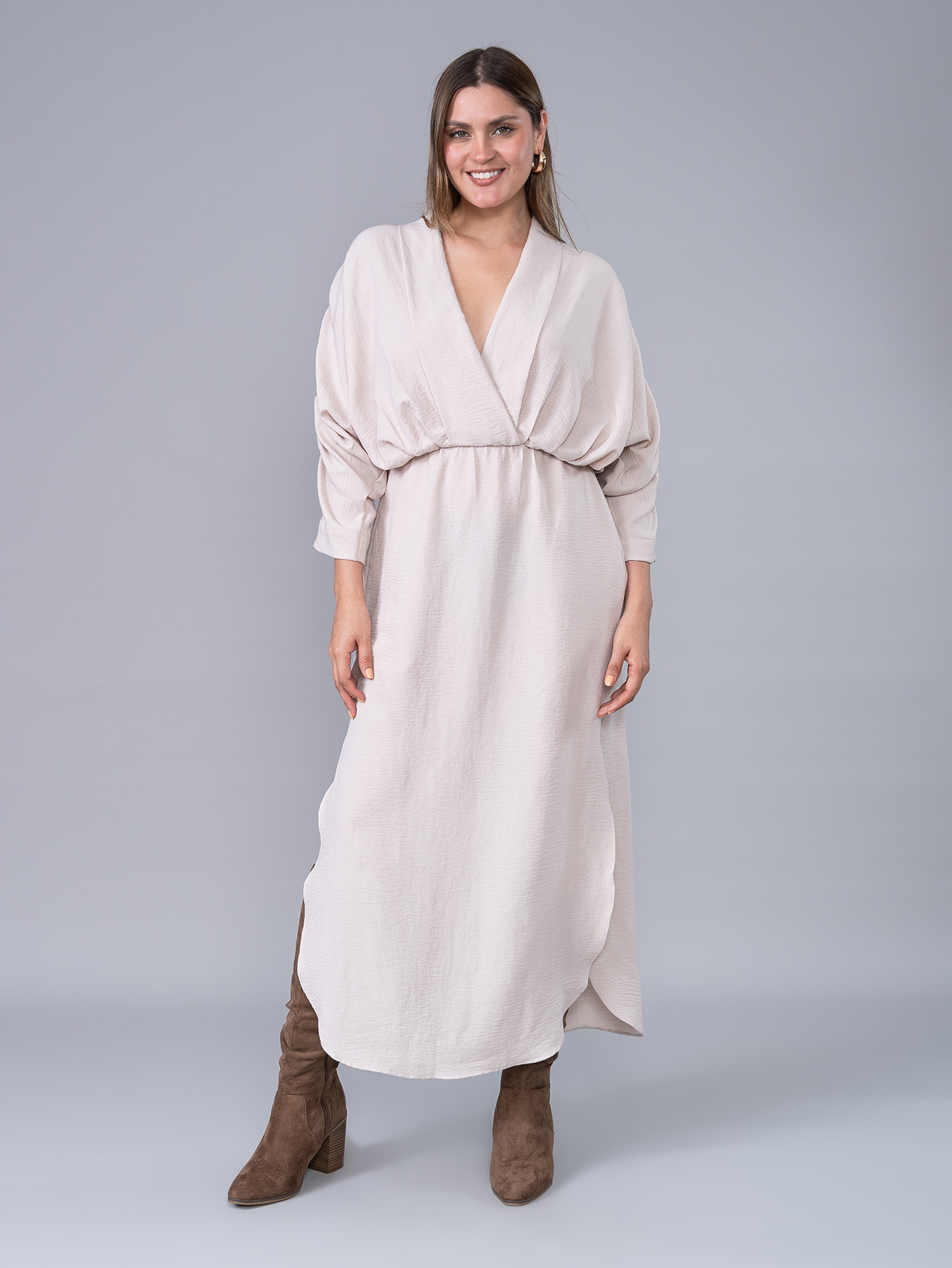 Vestido Largo Delia Beige