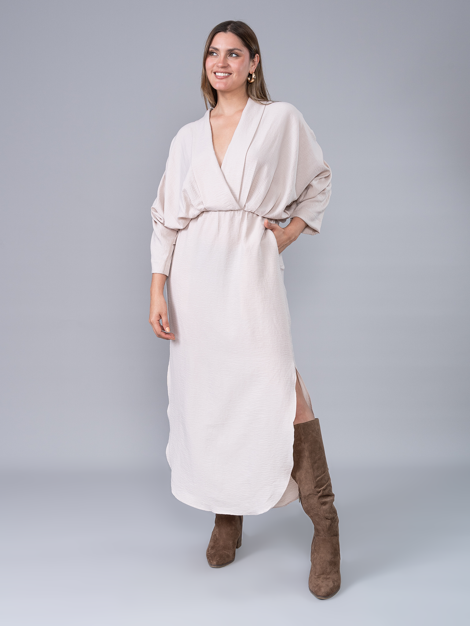 Vestido Largo Delia Beige