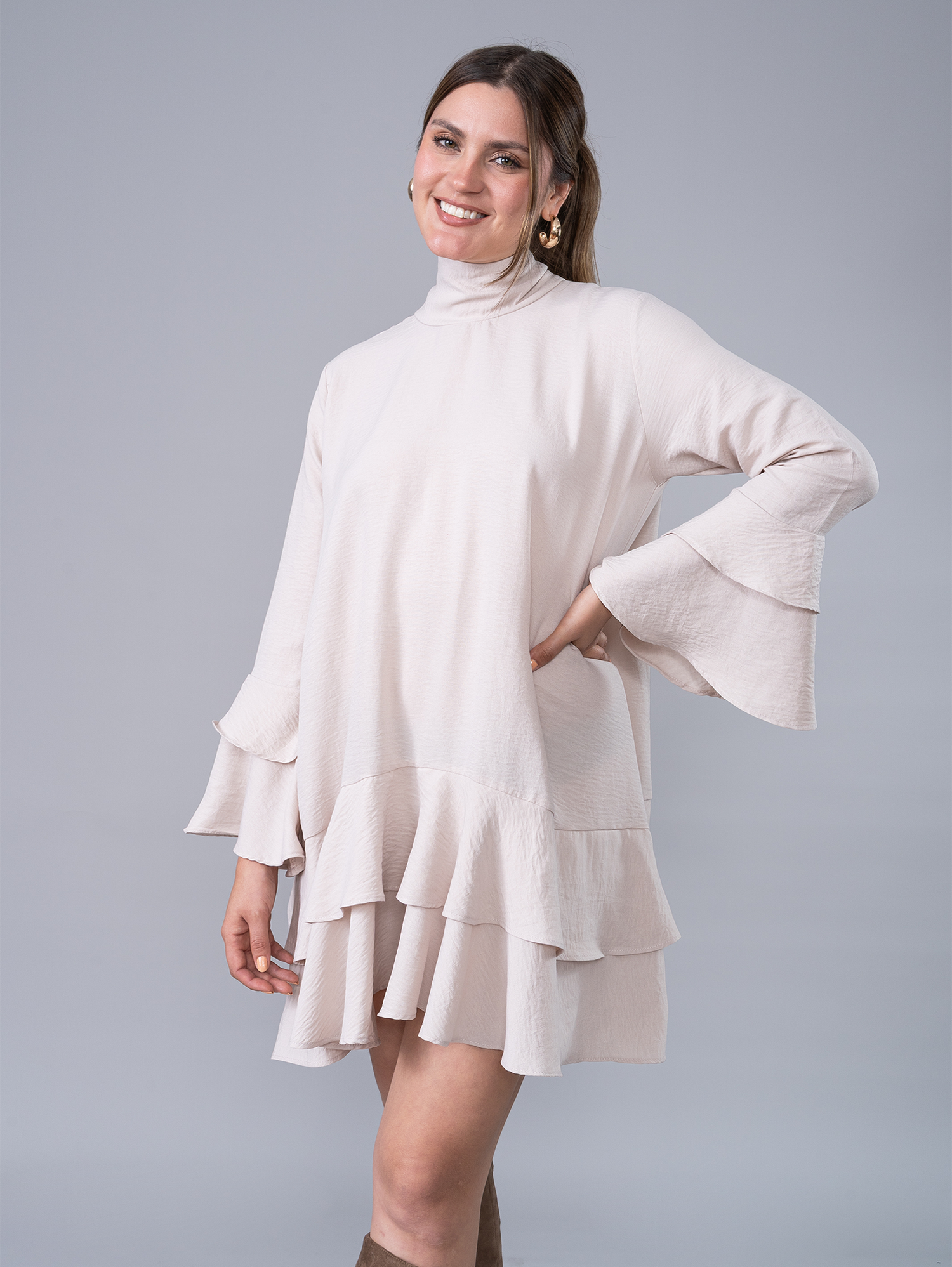 Vestido Corto Emilia  Beige