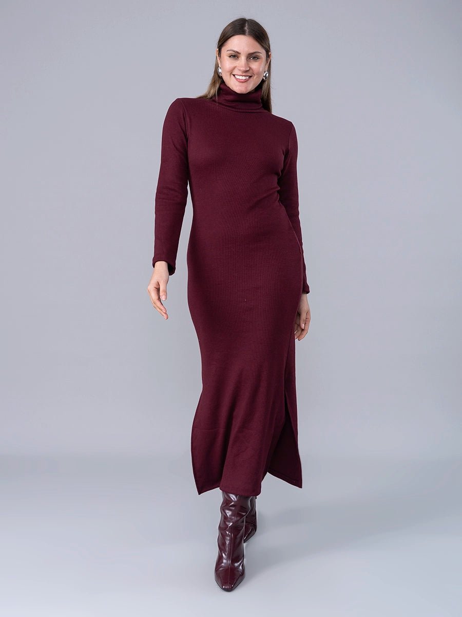 Vestido en Rib Premium Danna Guinda - Vestido de La Matier