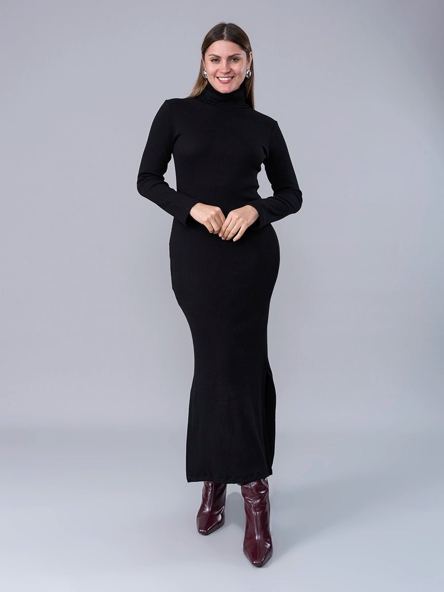 Vestido en Rib Premium Danna Negro - VESTIDO de La Matier