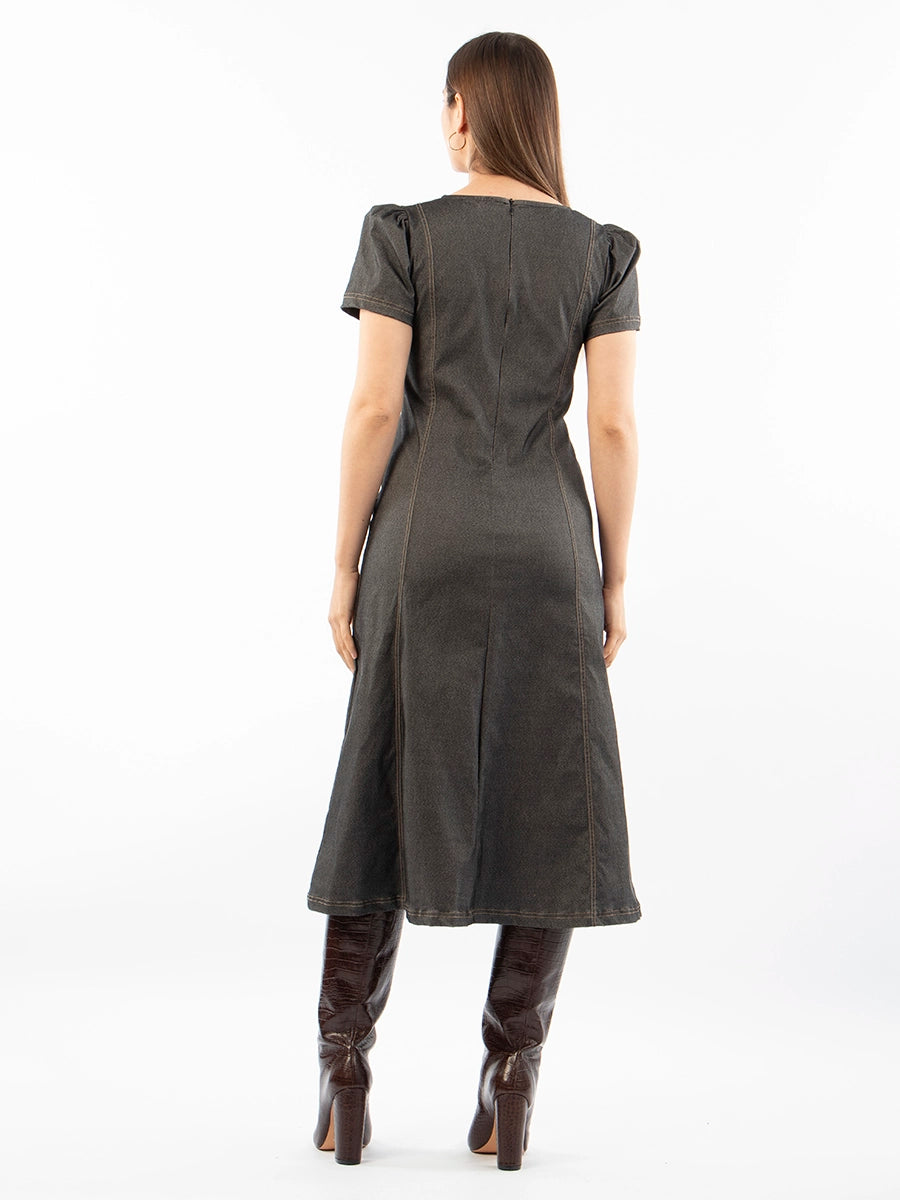Vestido Largo Lucia Chambray Negro