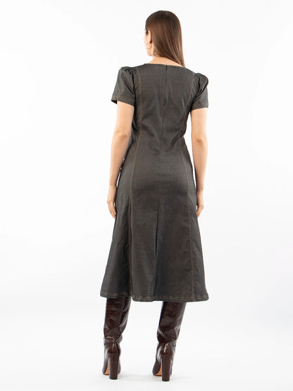 Vestido Largo Lucia Chambray Negro