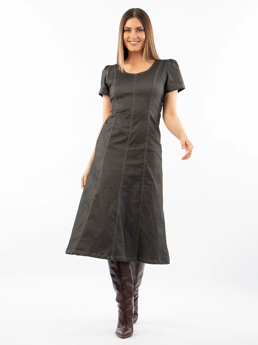 Vestido Largo Lucia Chambray Negro