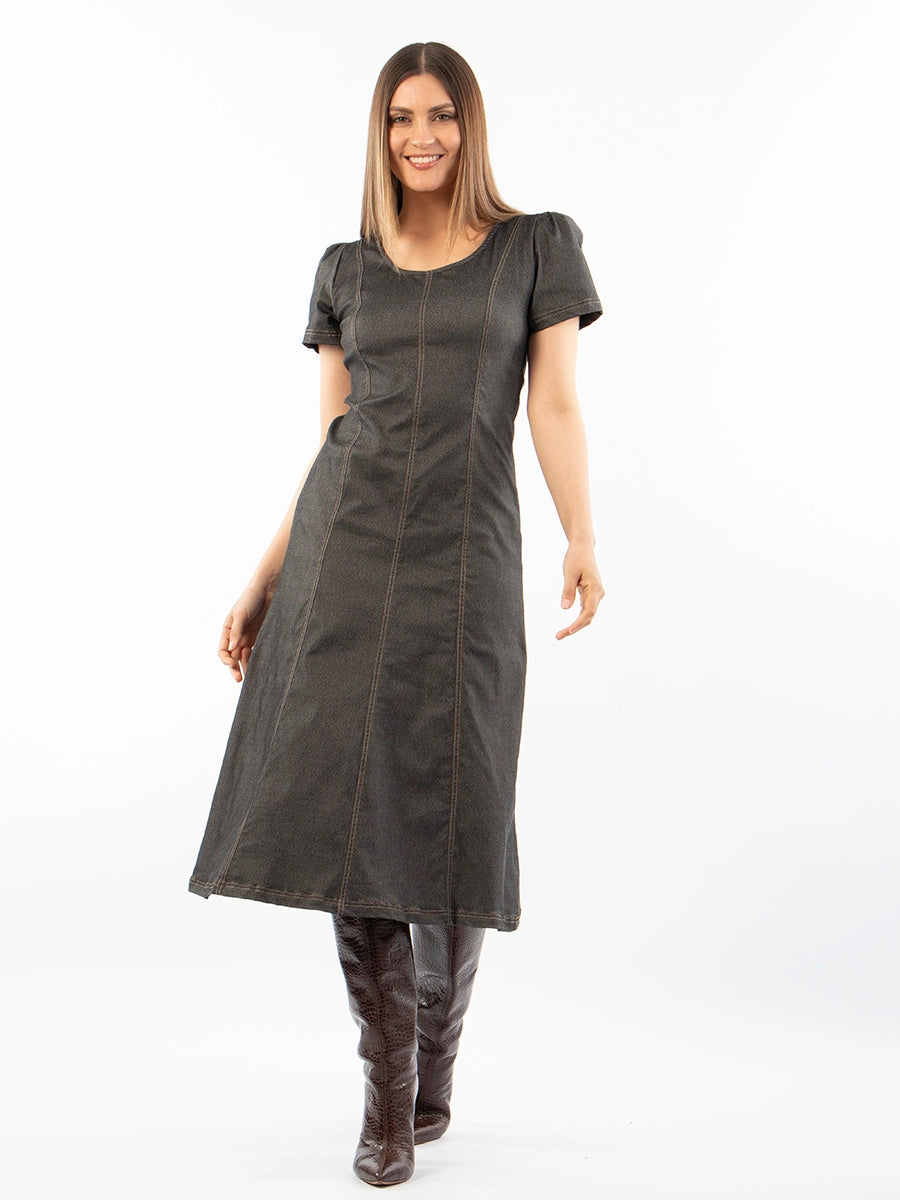 Vestido Largo Lucia Chambray Negro