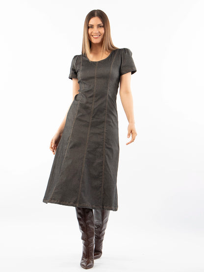 Vestido Largo Lucia Chambray Negro