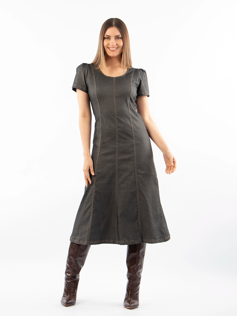 Vestido Largo Lucia Chambray Negro