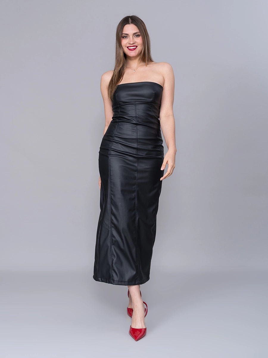 Vestido Marieta Efecto Piel Negro - Vestido de La Matier