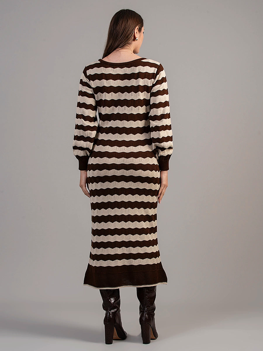 Vestido Tejido Olivia Marrón/Beige