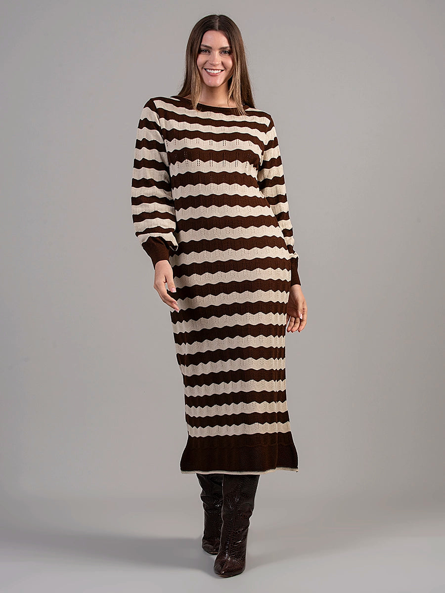 Vestido Tejido Olivia Marrón/Beige