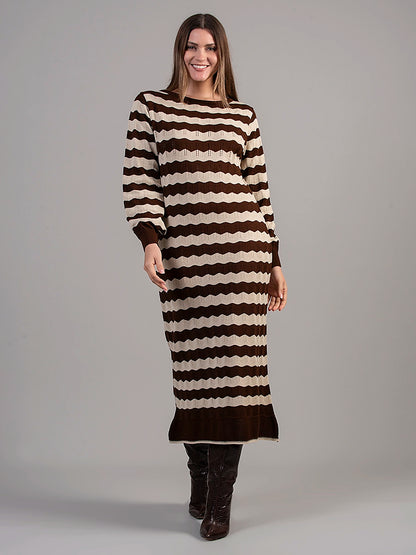 Vestido Tejido Olivia Marrón/Beige