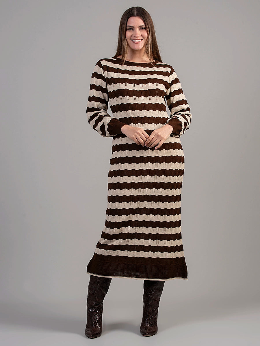 Vestido Tejido Olivia Marrón/Beige