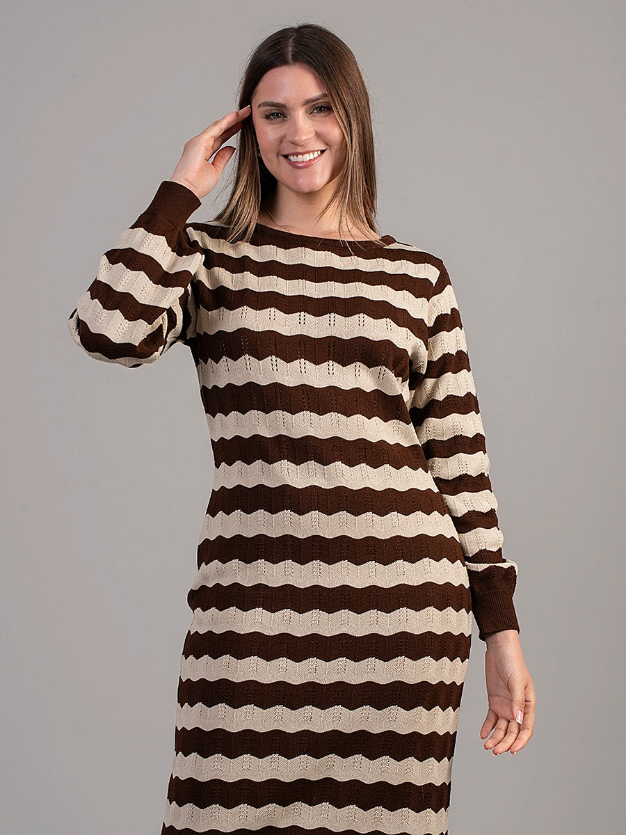 Vestido Tejido Olivia Marrón/Beige