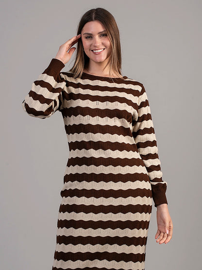 Vestido Tejido Olivia Marrón/Beige