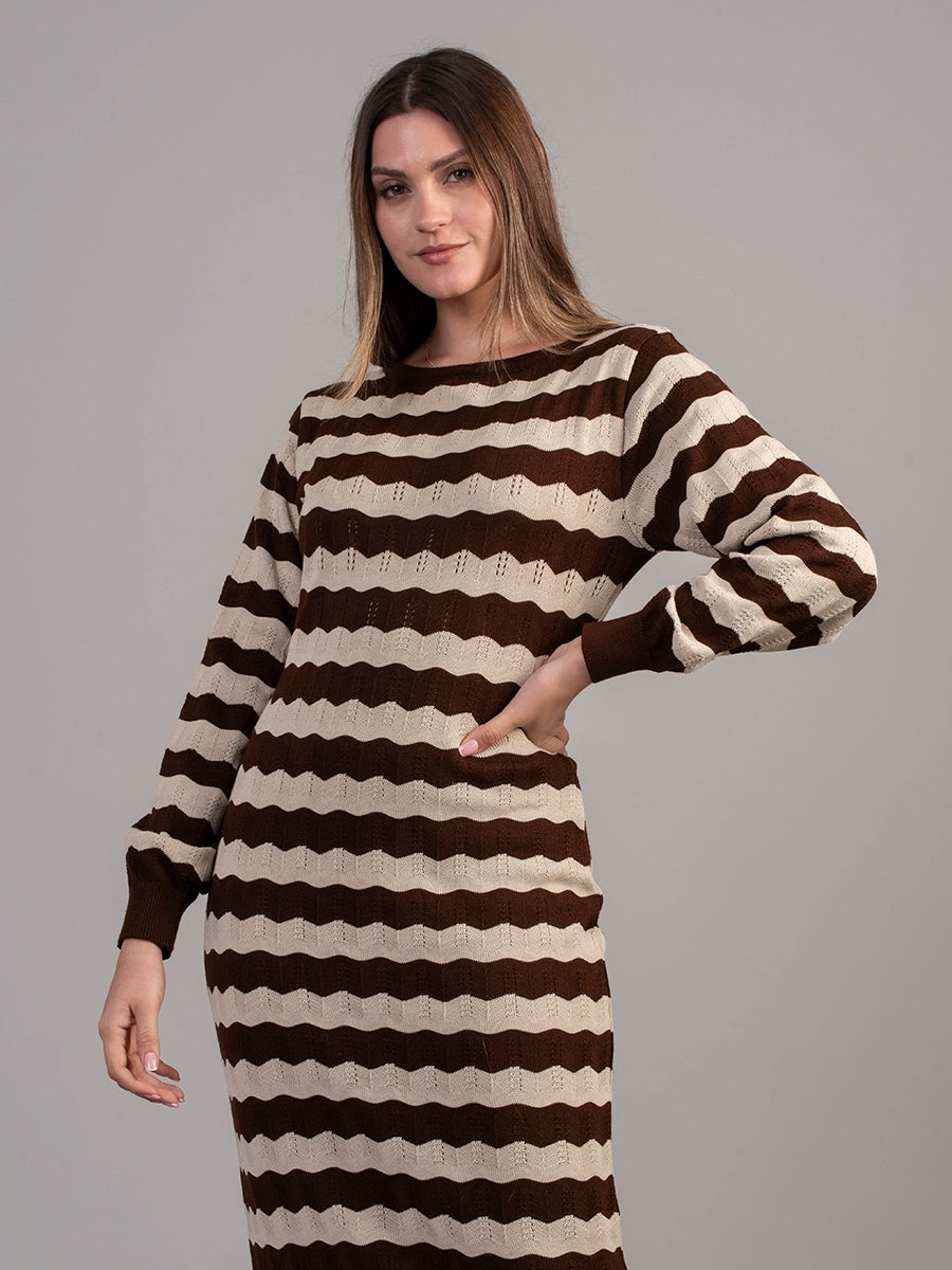 Vestido Tejido Olivia Marrón/Beige