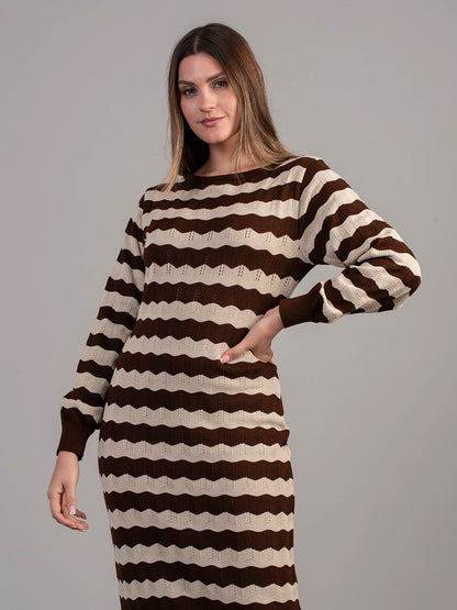 Vestido Tejido Olivia Marrón/Beige