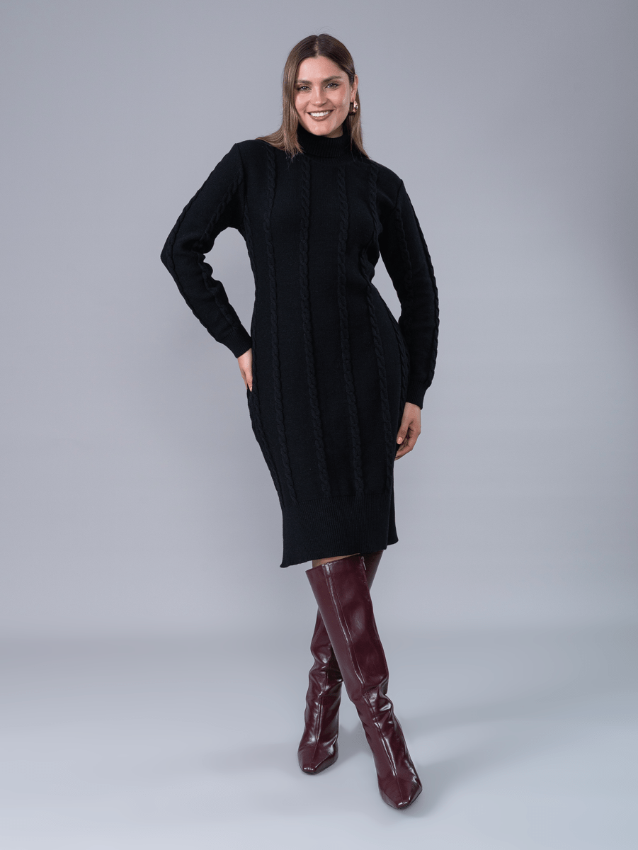 Vestido Tejido Silvana Negro - Vestido de La Matier