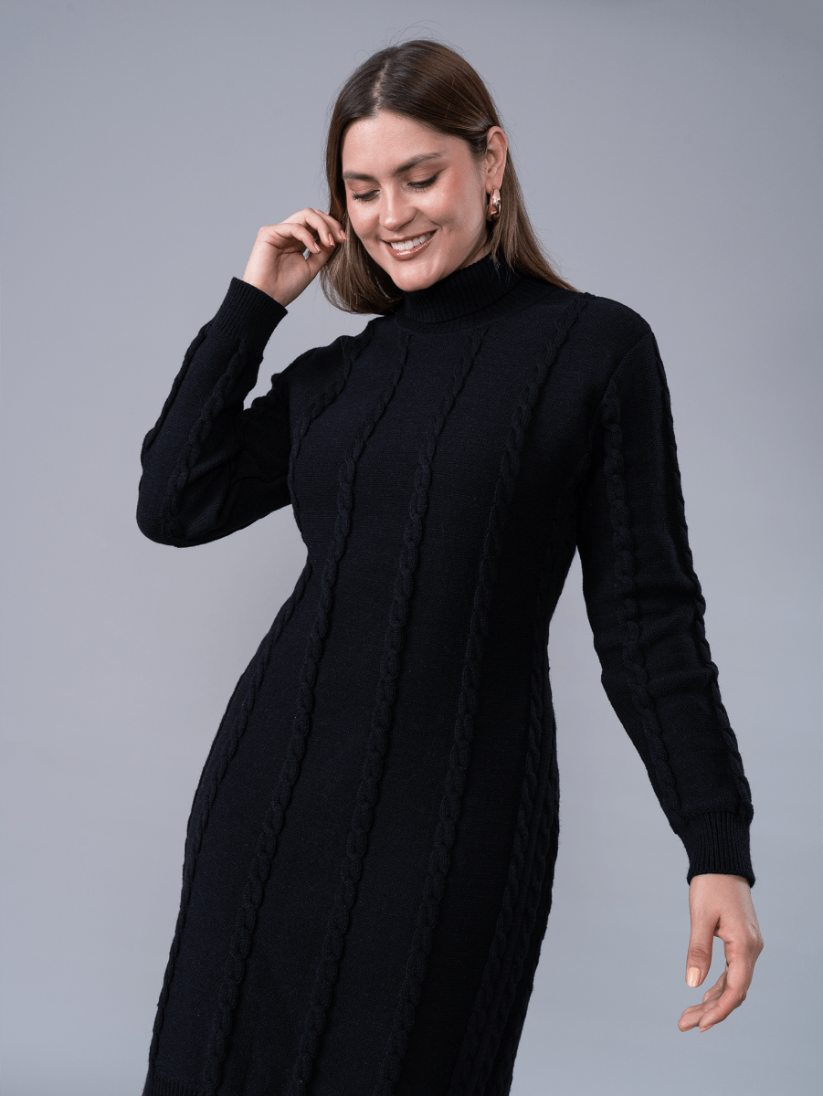 Vestido Tejido Silvana Negro - Vestido de La Matier