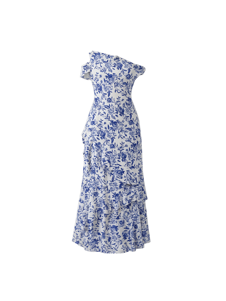 Vestido Noelia Estampado Flores Azules