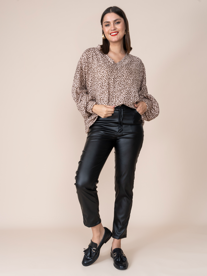 Samantha Animal Print Beige Sweater