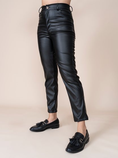 Thamara Black Leather Trousers