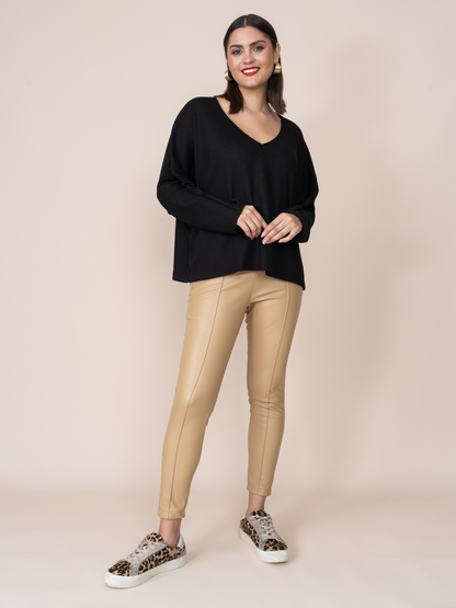 Leatherette Leggings Xime Beige