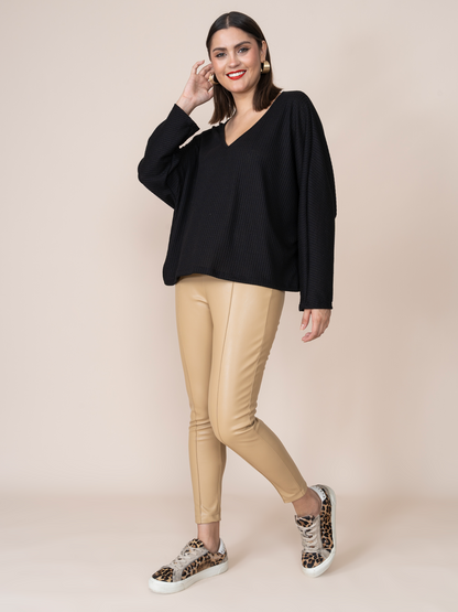 Leatherette Leggings Xime Beige