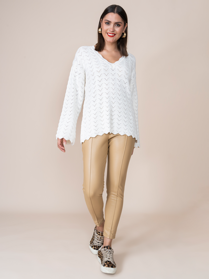 Leatherette Leggings Xime Beige