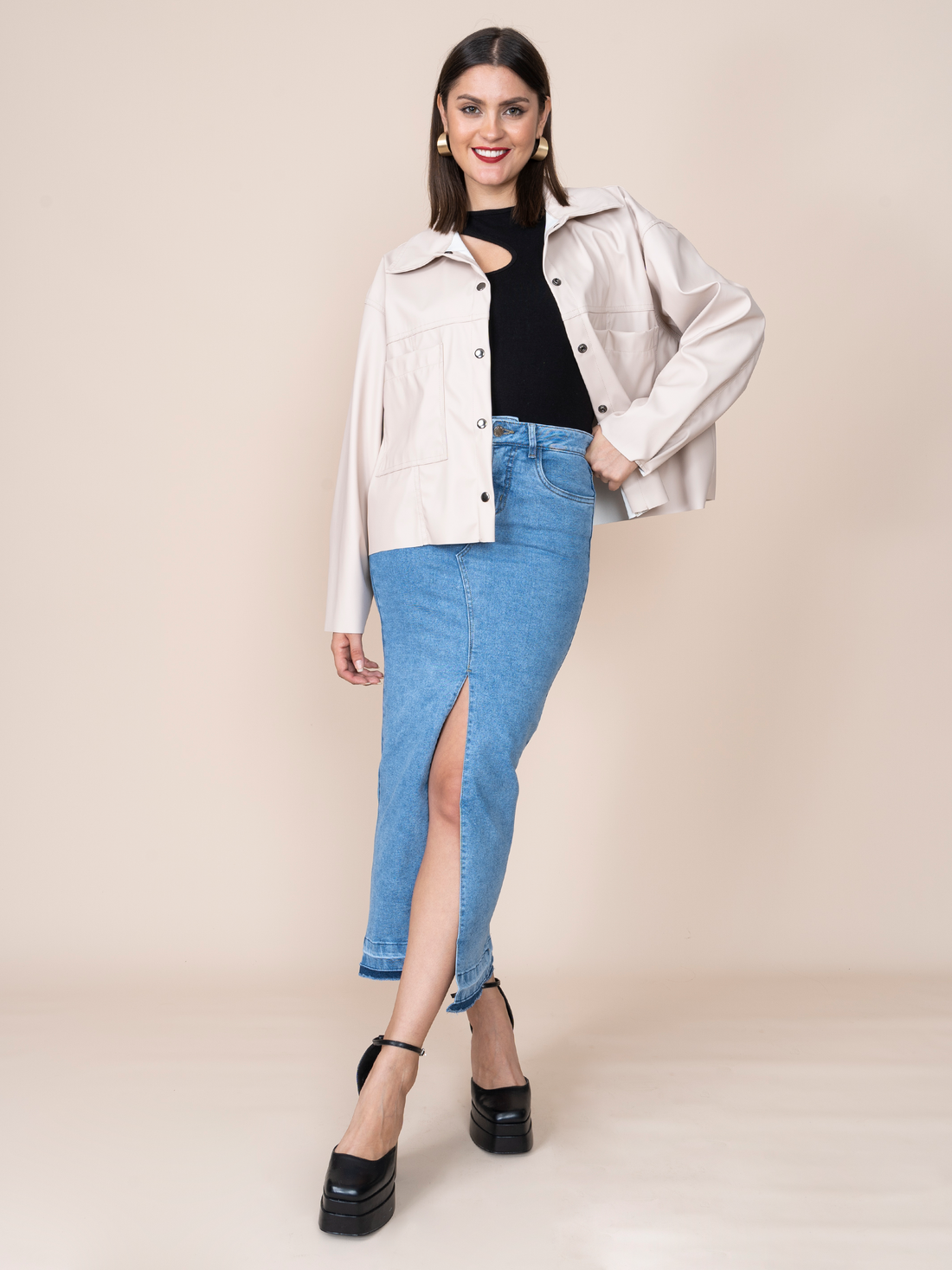 Leather jacket Gina Cream